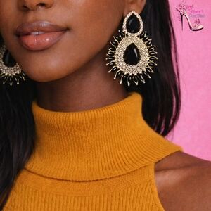 Elegant Gold and Black Statement Earrings